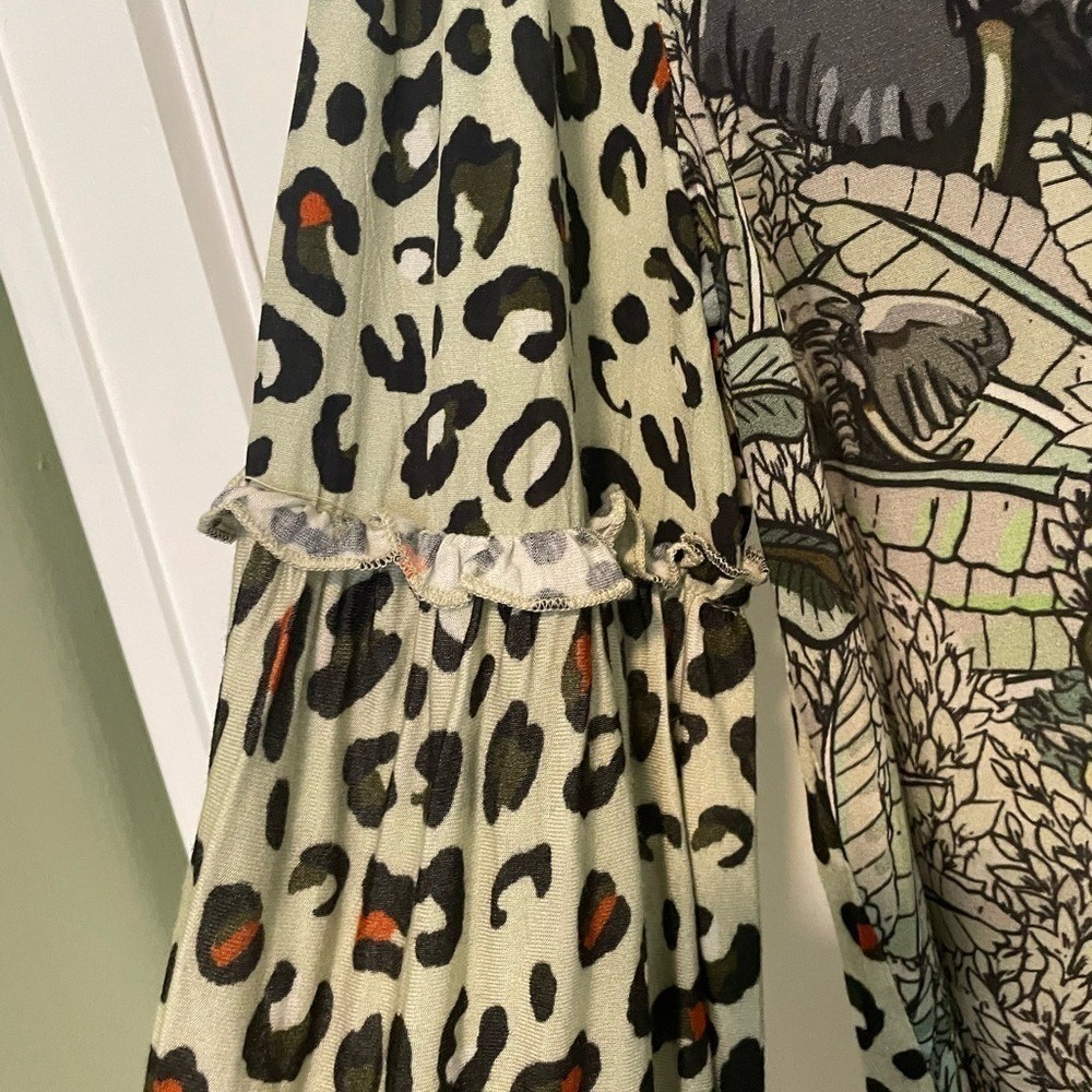 Anthropologie Bl^nk London Animal Elephant Print Safari Long sleeve‎ Medium Boho - Picture 5 of 8